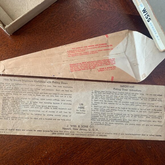 Vintage WISS Pinking Shears Scissors Model C Original Paperwork Box black silver - Picture 11 of 16